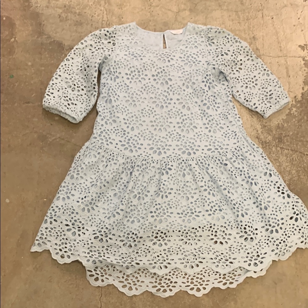 Frogbox eyelet blush blue dress